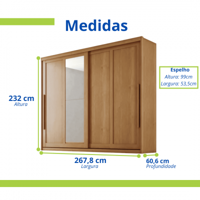Guarda Roupas Casal 8 Portas 4 Gavetas com Espelho Diplomata