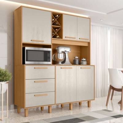 Kit de Cozinha 8 Portas e 3 Gavetas Cinamomo/Areia Zanzini